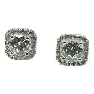 Stirling Silver Stud Earrings Moissanite Zircon-New